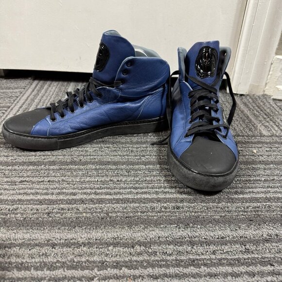 Viktor & Rolf blue and black high top leather sneakers.